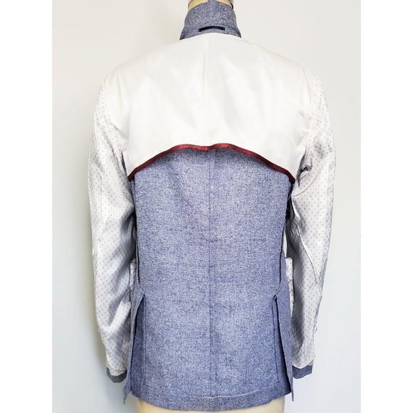 Paul Taylor Mens Linen Cotton Silk Blend Blue Heather Blazer Jacket Sprotscoat - Picture 13 of 14